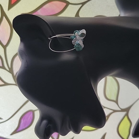 New Handmade Natural Gemstone Hoop Earrings With Gift Box Included - Picture 4 of 4